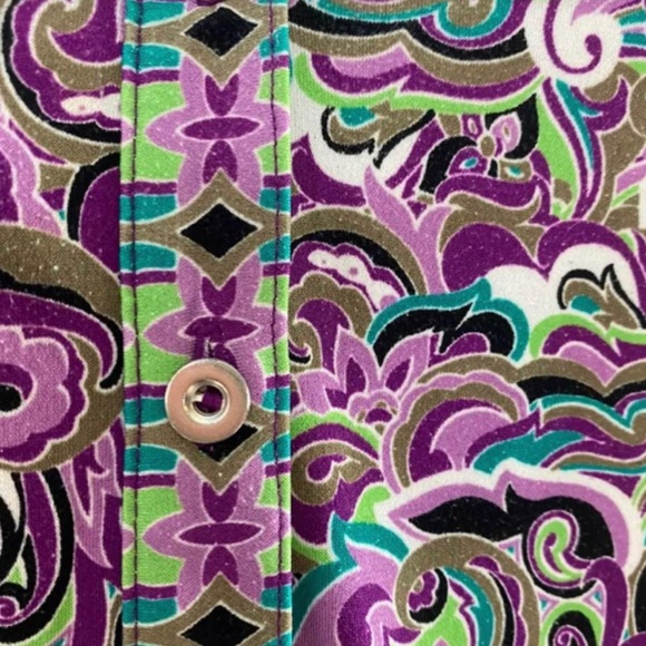 Alfani | Women’s Boho V-Neck Purple, Brown, Green, Blue Print Top Size Large - Picture 9 of 10